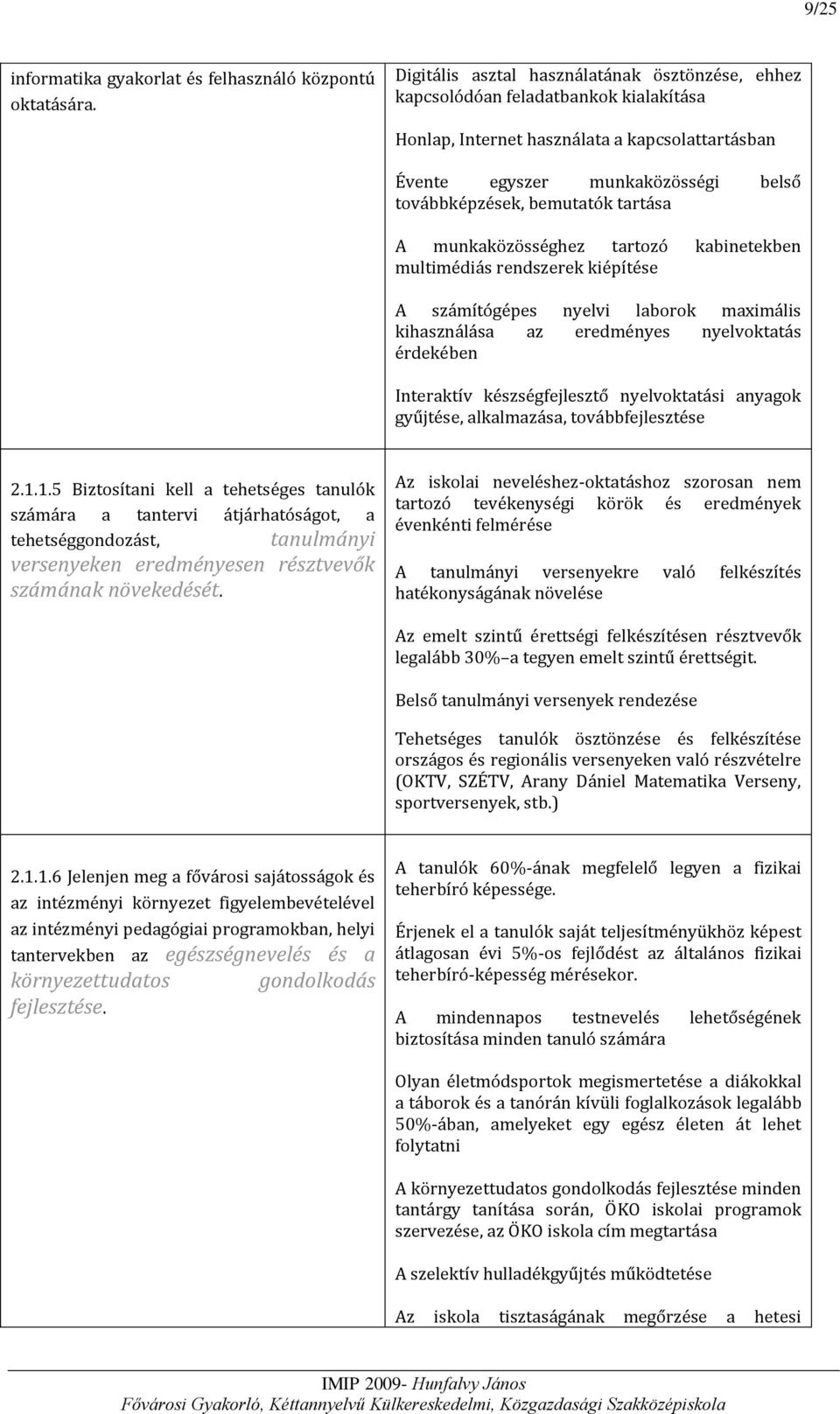 tartása A munkaközösséghez tartozó kabinetekben multimédiás rendszerek kiépítése A számítógépes nyelvi laborok maximális kihasználása az eredményes nyelvoktatás érdekében Interaktív készségfejlesztő