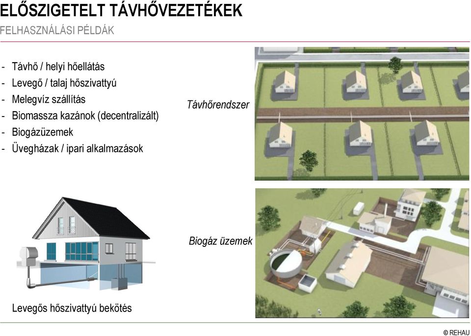 Biomassza kazánok (decentralizált) - Biogázüzemek - Üvegházak /