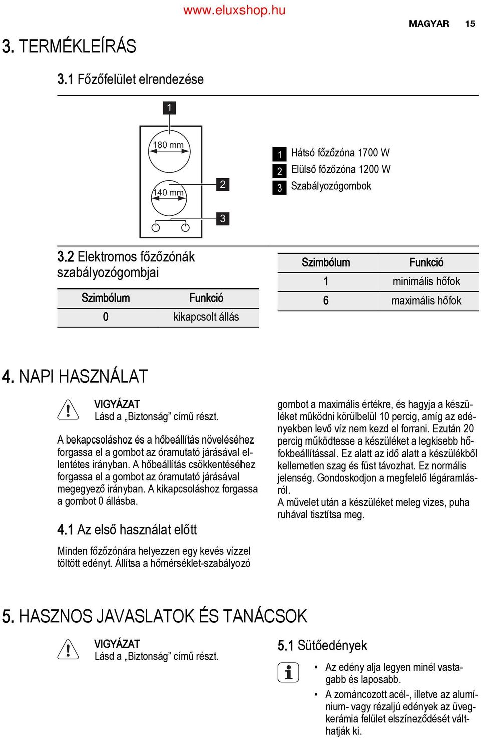 A bekapcsoláshoz és a hőbeállítás növeléséhez forgassa el a gombot az óramutató járásával el lentétes irányban.