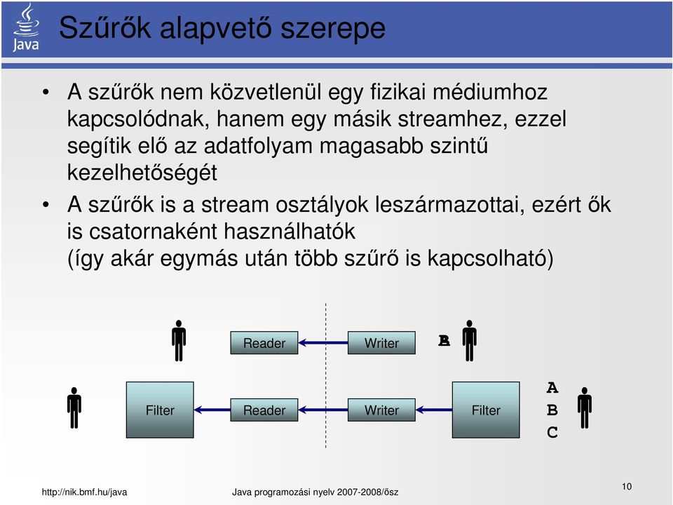 is a stream osztályok leszármazottai, ezért ők is csatornaként használhatók (így akár egymás