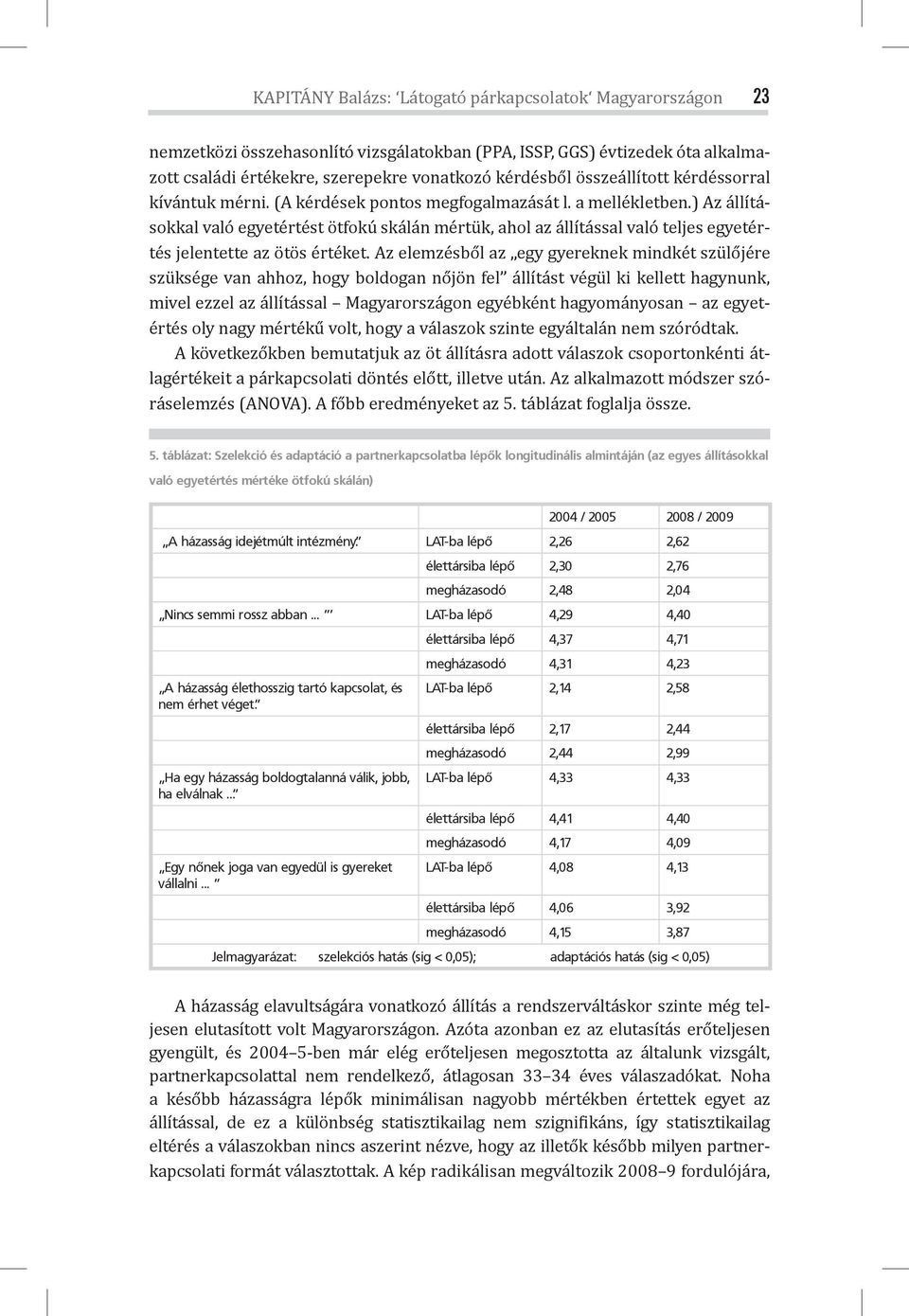 ) Az állításokkal való egyetértést ötfokú skálán mértük, ahol az állítással való teljes egyetértés jelentette az ötös értéket.