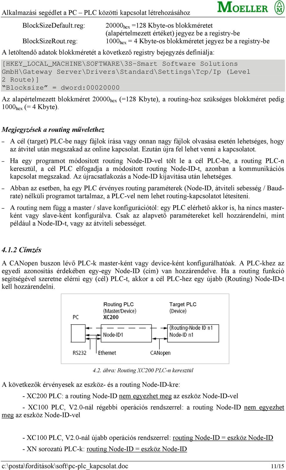 registry bejegyzés definiálja: [HKEY_LOCAL_MACHINE\SOFTWARE\3S-Smart Software Solutions GmbH\Gateway Server\Drivers\Standard\Settings\Tcp/Ip (Level 2 Route)] Blocksize = dword:00020000 Az