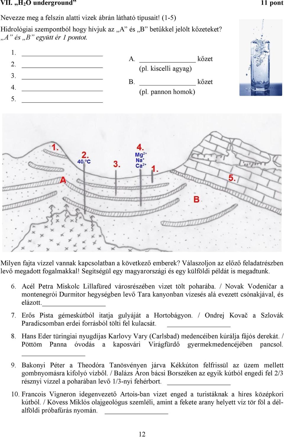 Segítségül egy magyarországi és egy külföldi példát is megadtunk. 6. Acél Petra Miskolc Lillafüred városrészében vizet tölt poharába.