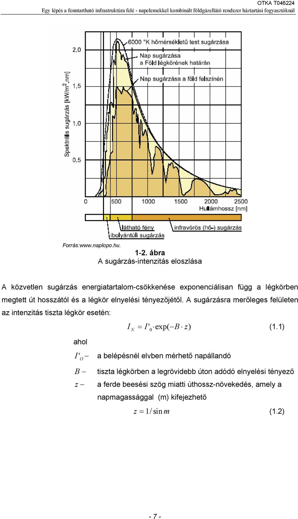 hosszától és a légkör elnyelési tényezőjétől.