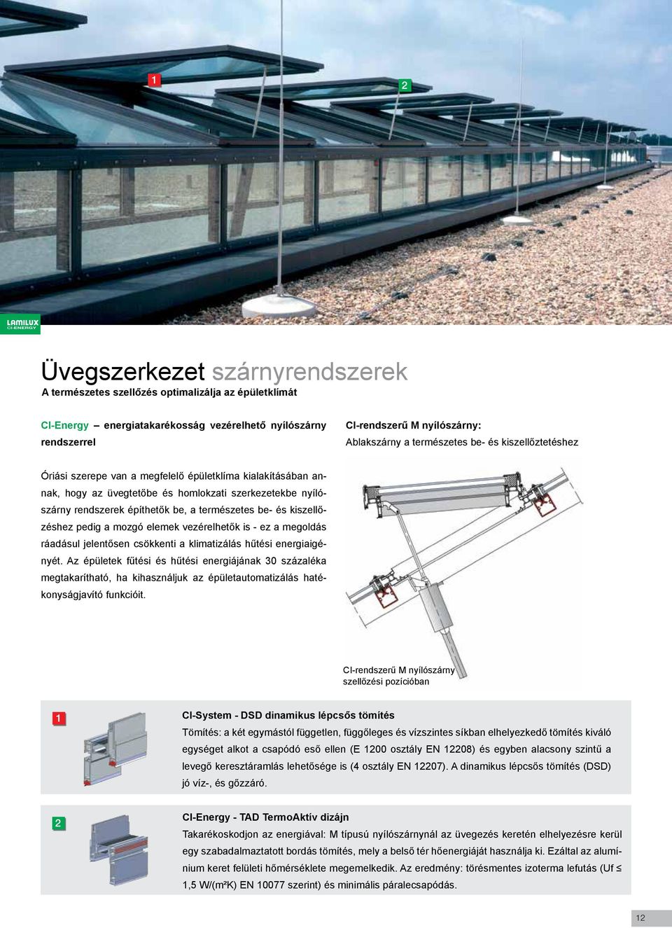 a természetes be- és kiszellőzéshez pedig a mozgó elemek vezérelhetők is - ez a megoldás ráadásul jelentősen csökkenti a klimatizálás hűtési energiaigényét.