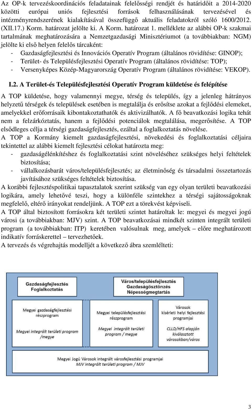 melléklete az alábbi OP-k szakmai tartalmának meghatározására a Nemzetgazdasági Minisztériumot (a továbbiakban: NGM) jelölte ki első helyen felelős tárcaként: - Gazdaságfejlesztési és Innovációs