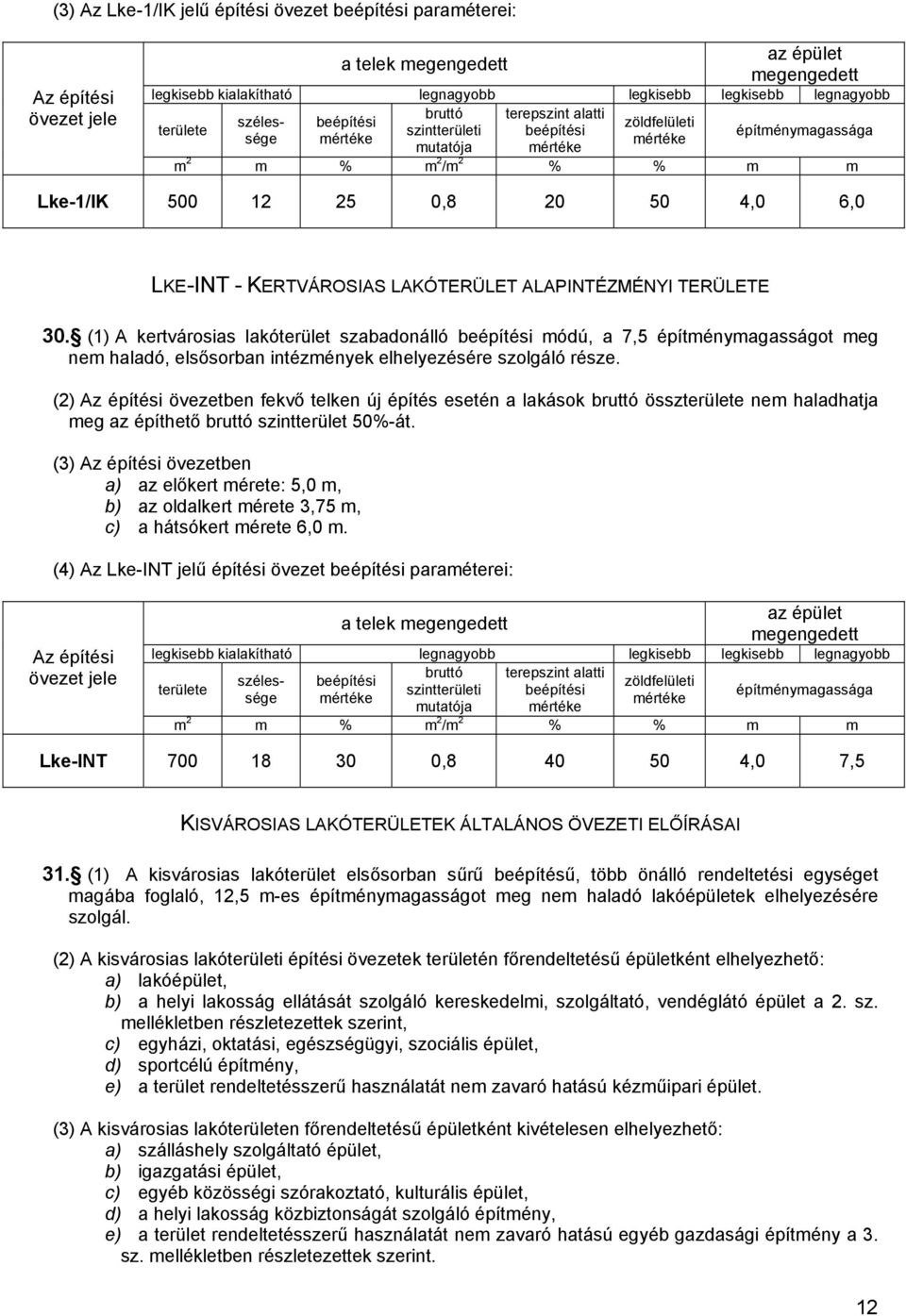 (2) Az építési övezetben fekvő telken új építés esetén a lakások bruttó összterülete nem haladhatja meg az építhető bruttó szintterület 50%-át.