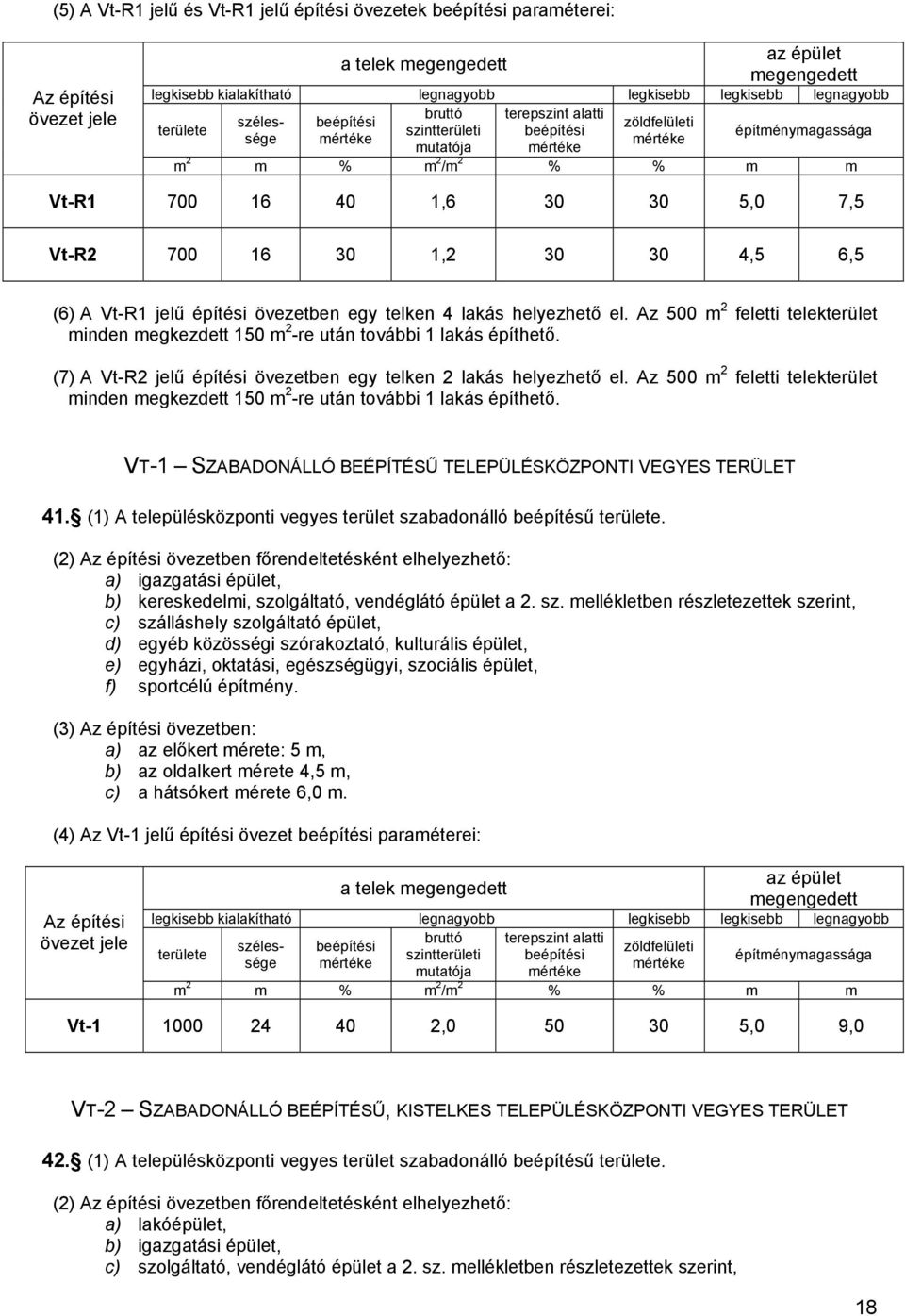 (7) A Vt-R2 jelű építési övezetben egy telken 2 lakás helyezhető el. Az 500 m 2 feletti telekterület minden megkezdett 150 m 2 -re után további 1 lakás építhető.