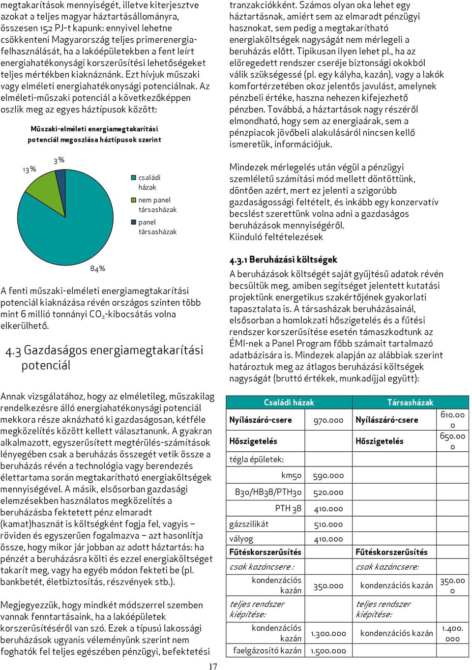 Az elméleti-műszaki potenciál a következőképpen oszlik meg az egyes háztípusok között: Műszaki-elméleti energiamegtakarítási potenciál megoszlása háztípusok szerint tranzakciókként.