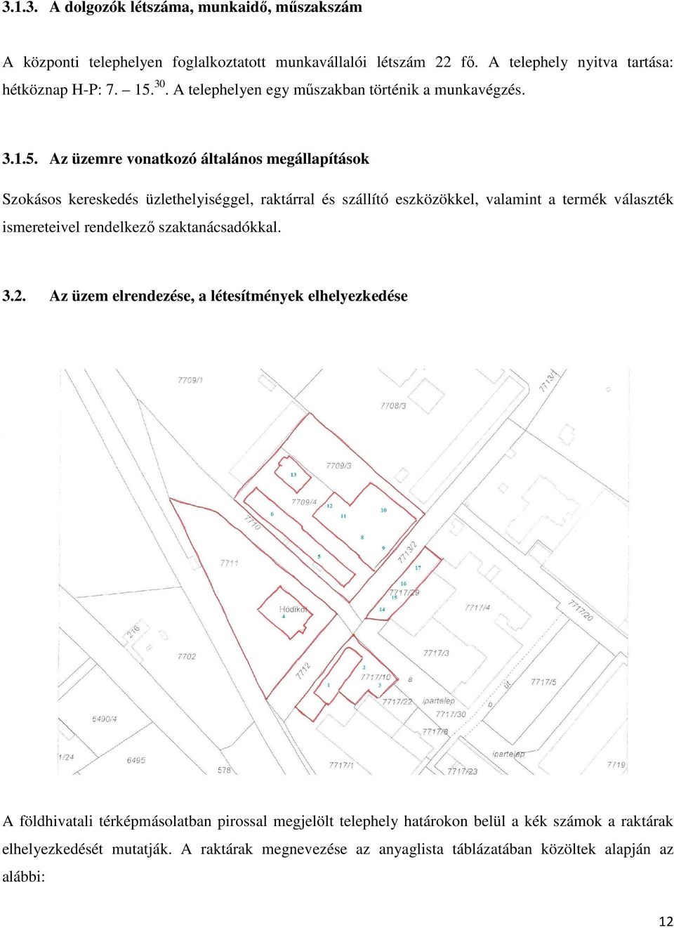 Az üzemre vonatkozó általános megállapítások Szokásos kereskedés üzlethelyiséggel, raktárral és szállító eszközökkel, valamint a termék választék ismereteivel rendelkező