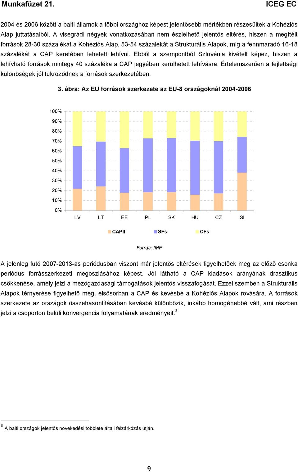 százalékát a CAP keretében lehetett lehívni. Ebből a szempontból Szlovénia kivételt képez, hiszen a lehívható források mintegy 40 százaléka a CAP jegyében kerülhetett lehívásra.