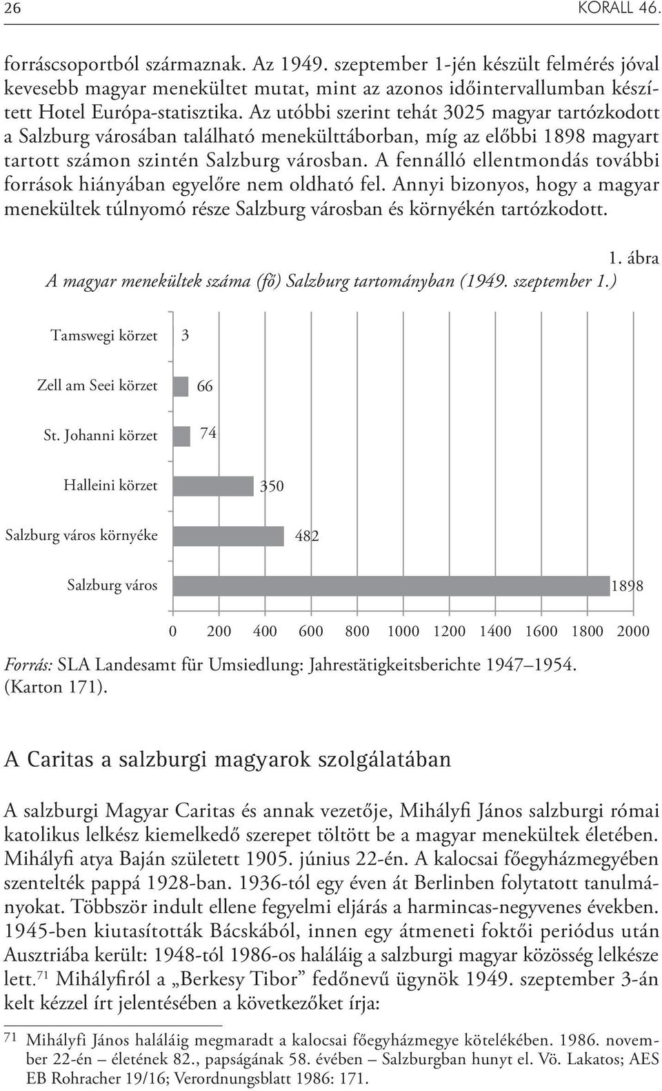 A fennálló ellentmondás további források hiányában egyelőre nem oldható fel. Annyi bizonyos, hogy a magyar menekültek túlnyomó része Salzburg városban és környékén tartózkodott. 1.