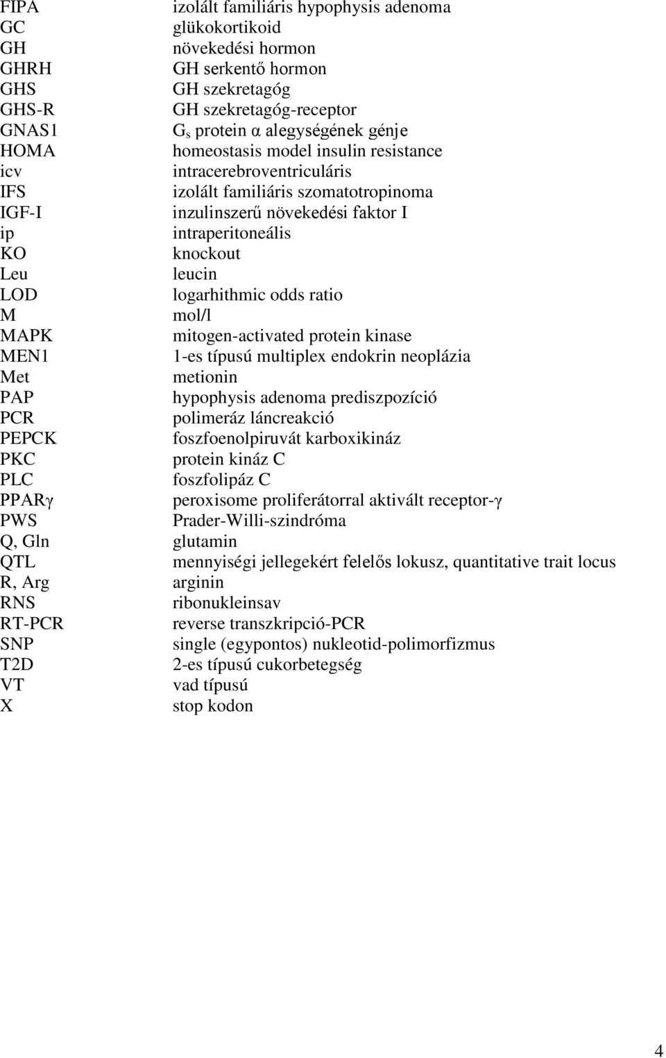 logarhithmic odds ratio M mol/l MAPK mitogen-activated protein kinase MEN1 1-es típusú multiplex endokrin neoplázia Met metionin PAP hypophysis adenoma prediszpozíció PCR polimeráz láncreakció PEPCK