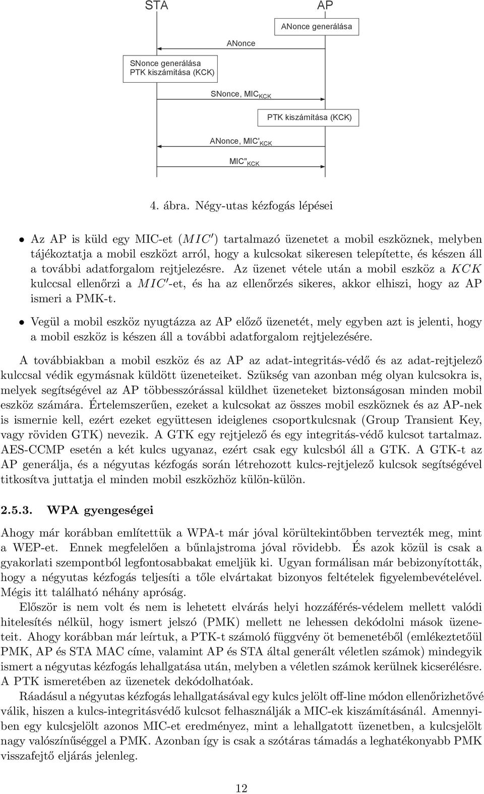 további adatforgalom rejtjelezésre. Az üzenet vétele után a mobil eszköz a KCK kulccsal ellenőrzi a MIC -et, és ha az ellenőrzés sikeres, akkor elhiszi, hogy az AP ismeri a PMK-t.