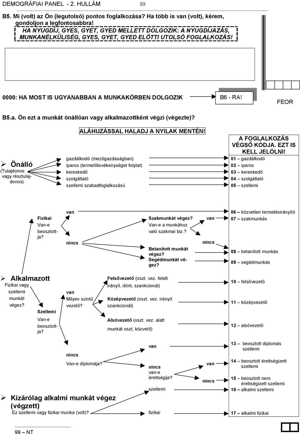 Ön ezt a munkát önállóan vagy alkalmazottként végzi (végezte)? B6 - RA! FEOR Önálló (Tulajdonos vagy résztulajdonos) ALÁHUZÁSSAL HALADJ A NYILAK MEÉN!