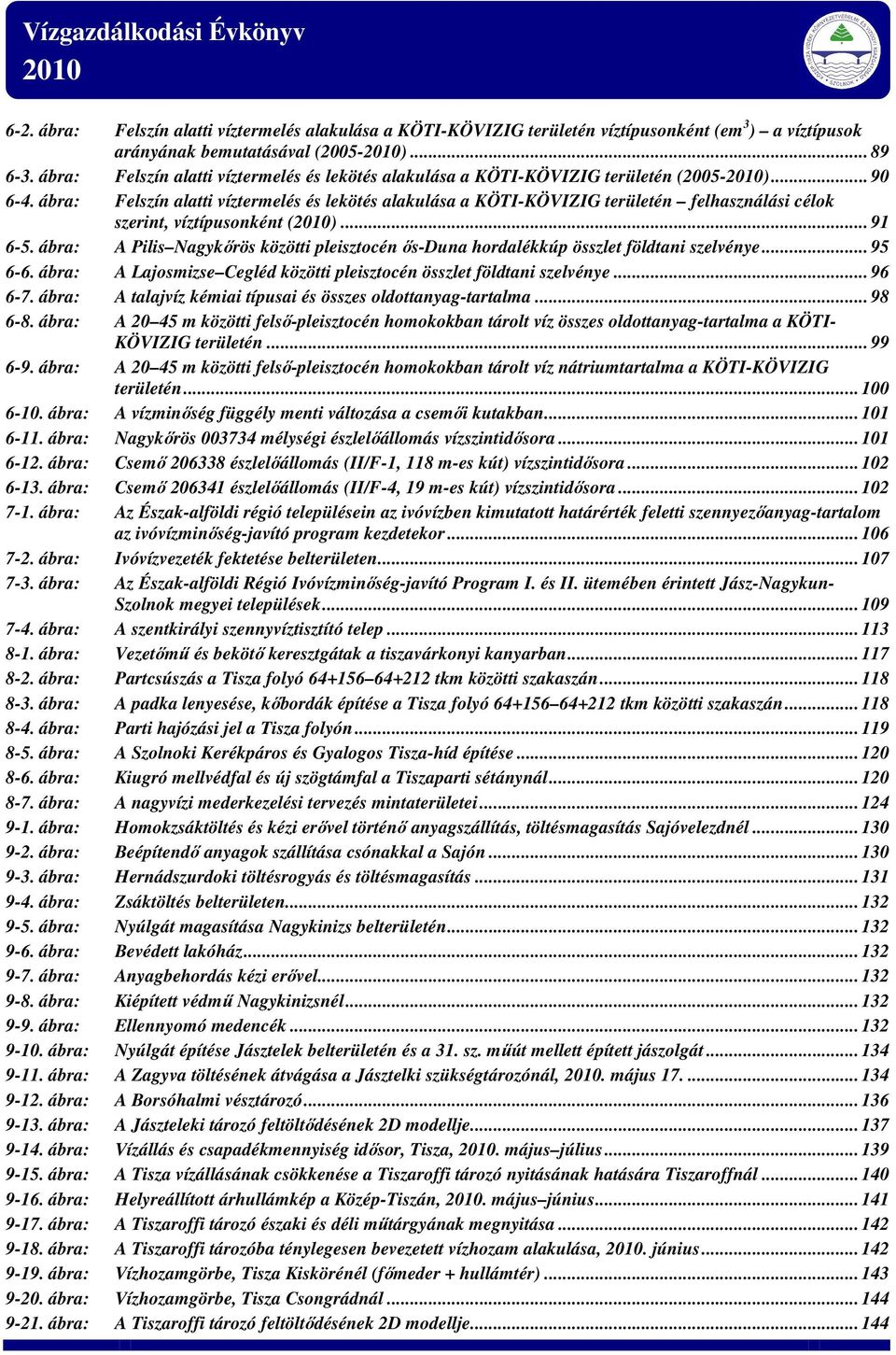 ábra: Felszín alatti víztermelés és lekötés alakulása a KÖTI-KÖVIZIG területén felhasználási célok szerint, víztípusonként ()... 91 6-5.