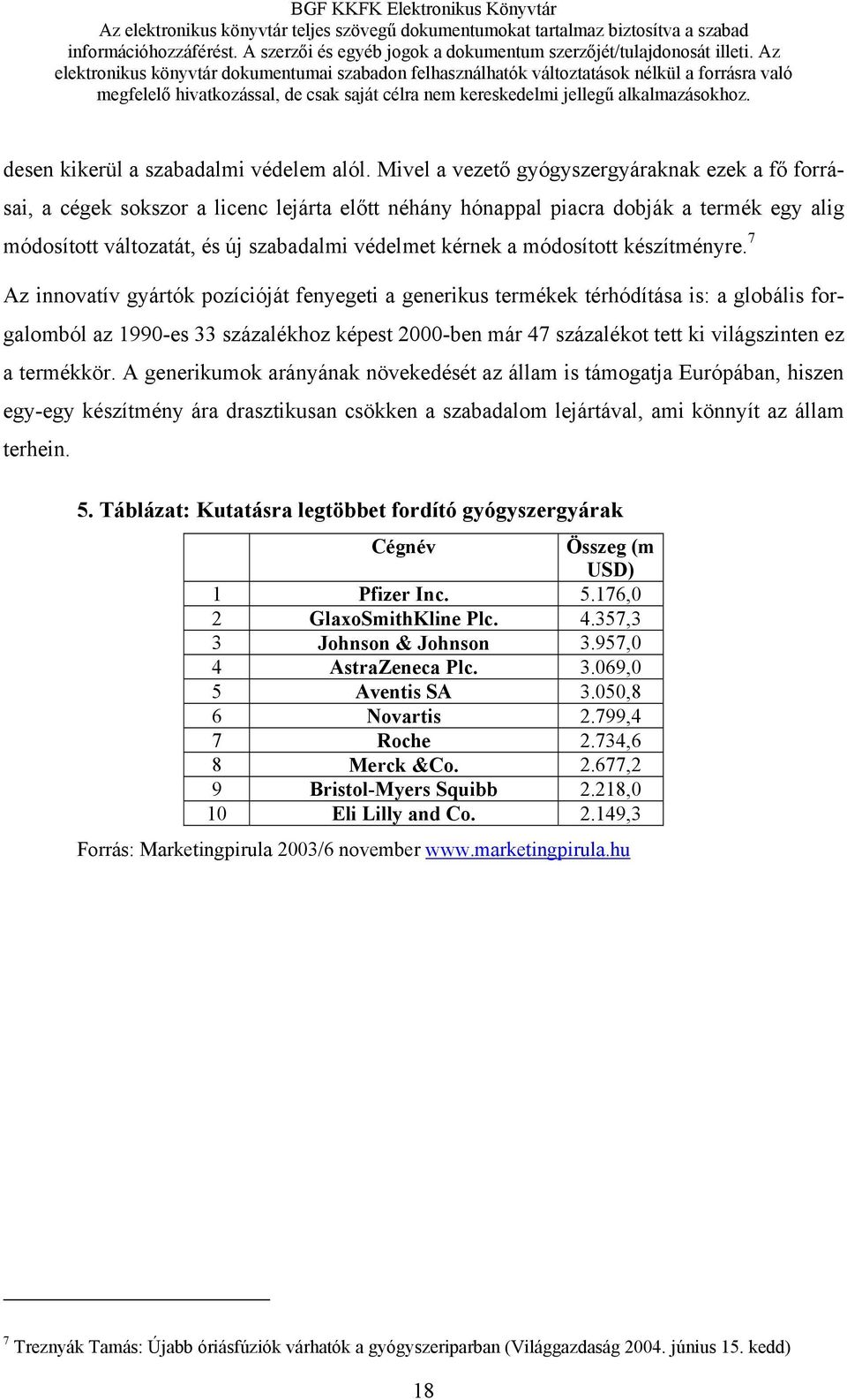 Az elektronikus könyvtár dokumentumai szabadon felhasználhatók változtatások nélkül a forrásra való megfelelő hivatkozással, de csak saját célra nem kereskedelmi jellegű alkalmazásokhoz.