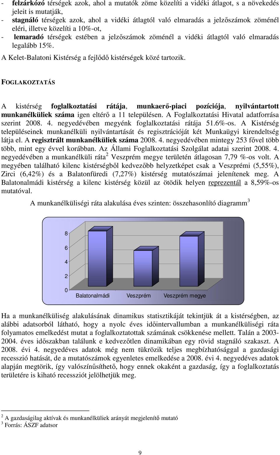 FOGLAKOZTATÁS A kistérség foglalkoztatási rátája, munkaerı-piaci pozíciója, nyilvántartott munkanélküliek száma igen eltérı a 11 településen. A Foglalkoztatási Hivatal adatforrása szerint 2008. 4.