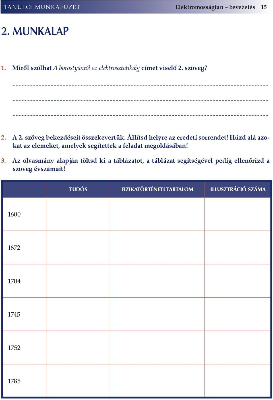 Állítsd helyre az eredeti sorrendet! Húzd alá azokat az elemeket, amelyek segítettek a feladat megoldásában! 3.