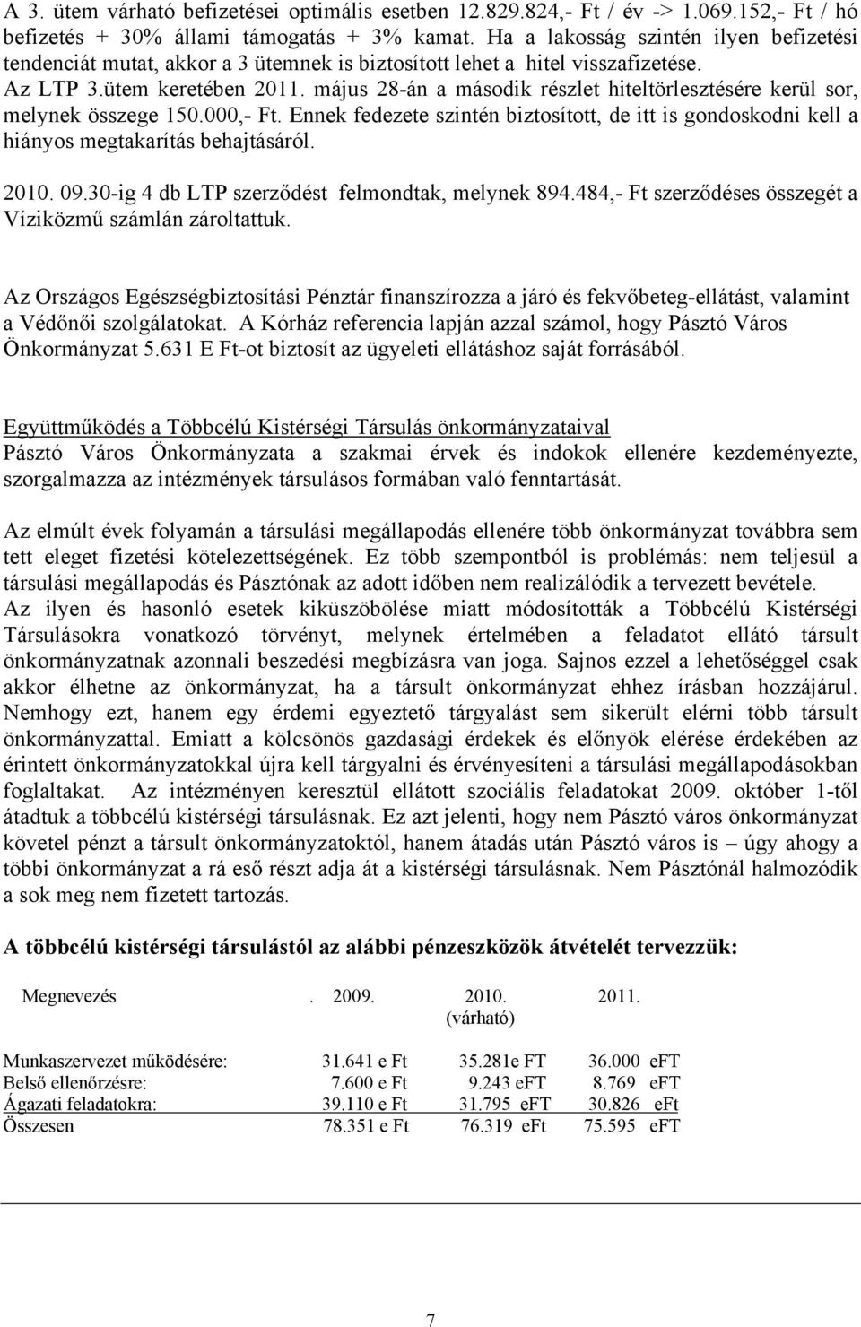 május 28-án a második részlet hiteltörlesztésére kerül sor, melynek összege 150.000,- Ft. Ennek fedezete szintén biztosított, de itt is gondoskodni kell a hiányos megtakarítás behajtásáról. 2010. 09.