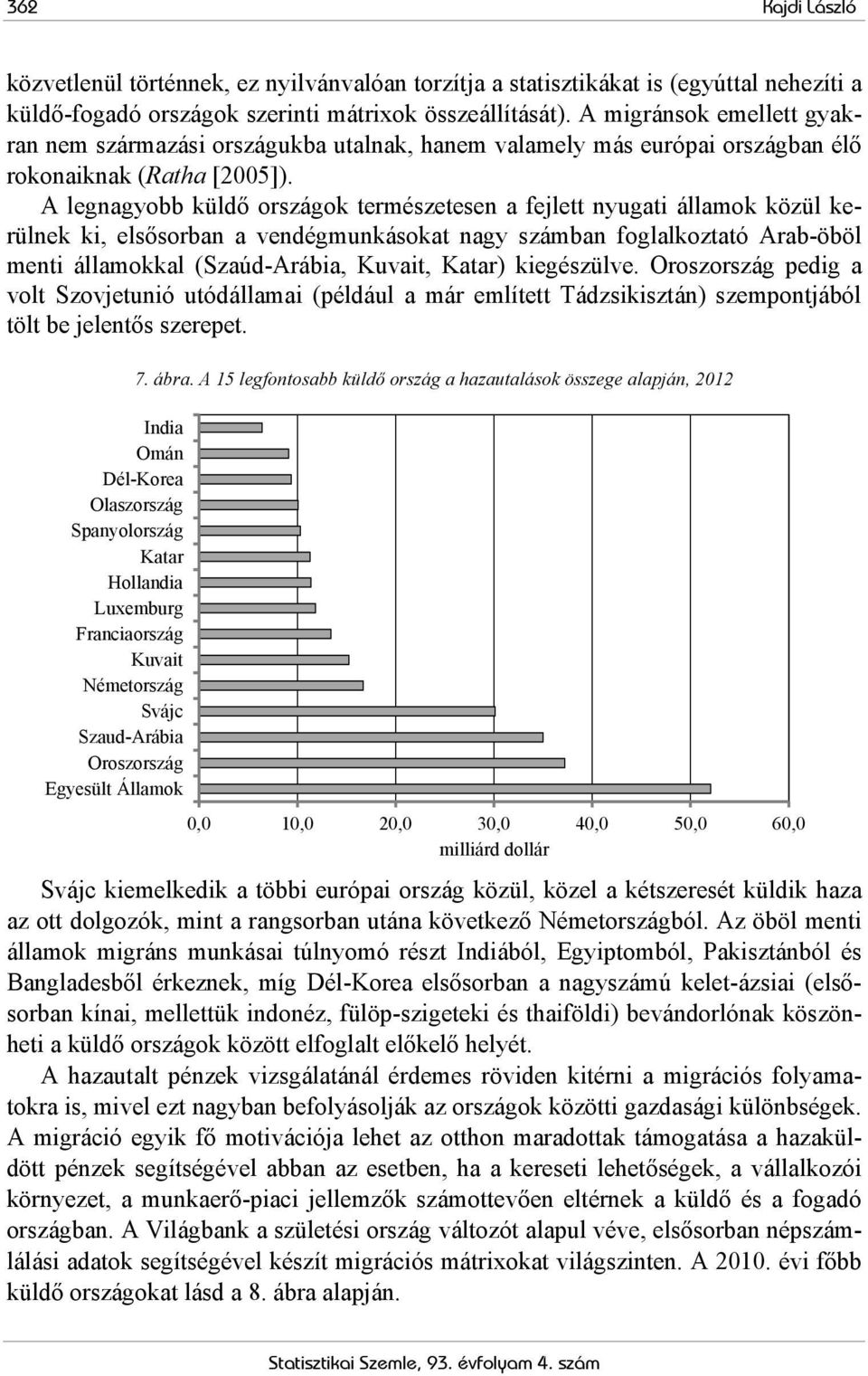 A legnagyobb küldő országok természetesen a fejlett nyugati államok közül kerülnek ki, elsősorban a vendégmunkásokat nagy számban foglalkoztató Arab-öböl menti államokkal (Szaúd-Arábia, Kuvait,