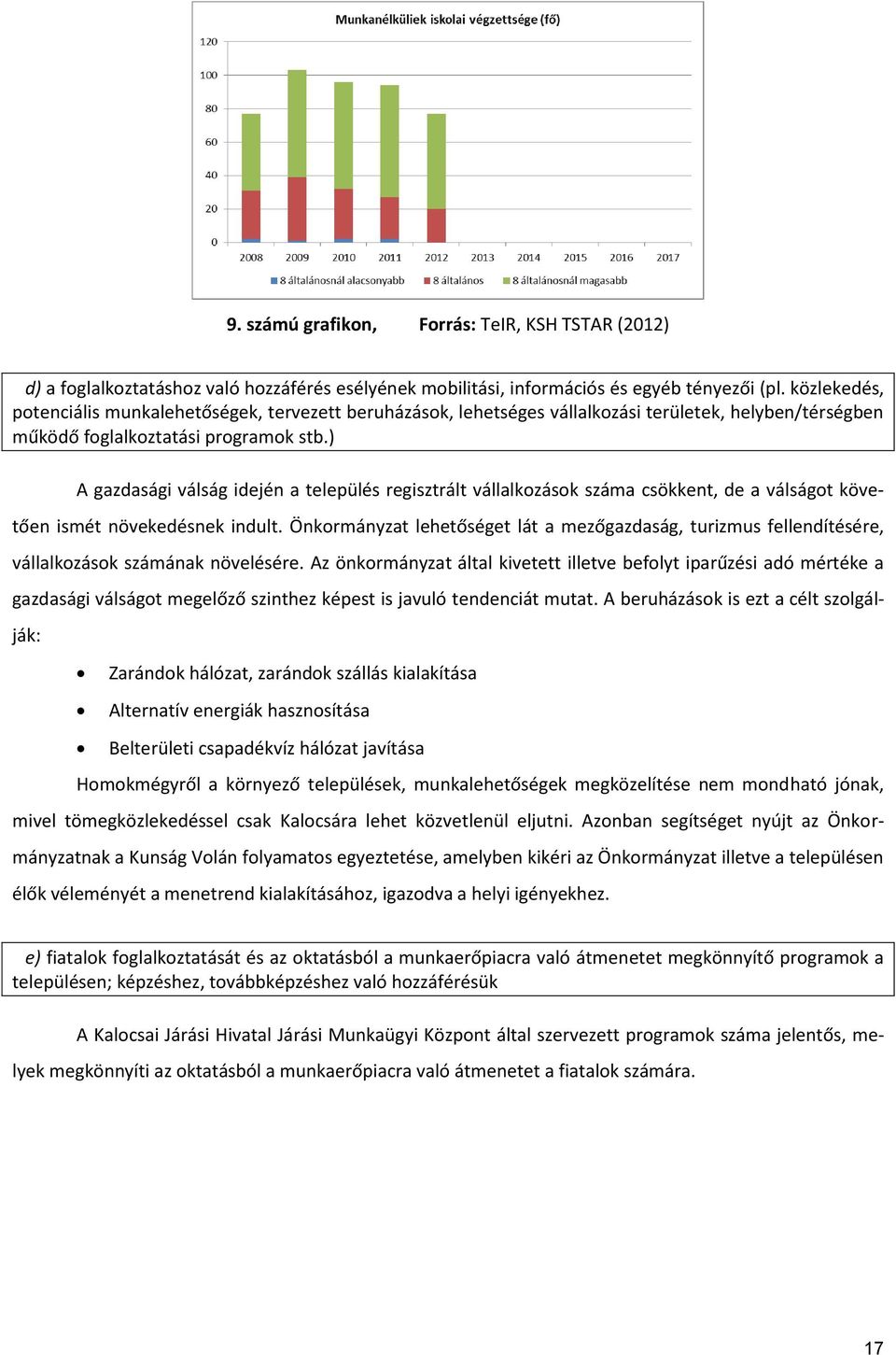 ) A gazdasági válság idején a település regisztrált vállalkozások száma csökkent, de a válságot követően ismét növekedésnek indult.