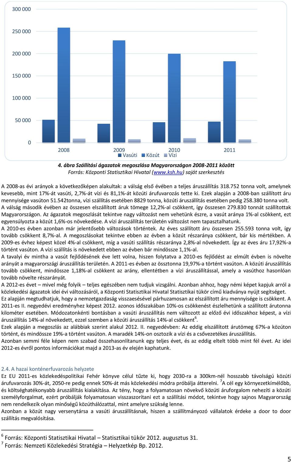 hu) saját szerkesztés A 2008-as évi arányok a következőképen alakultak: a válság első évében a teljes áruszállítás 318.