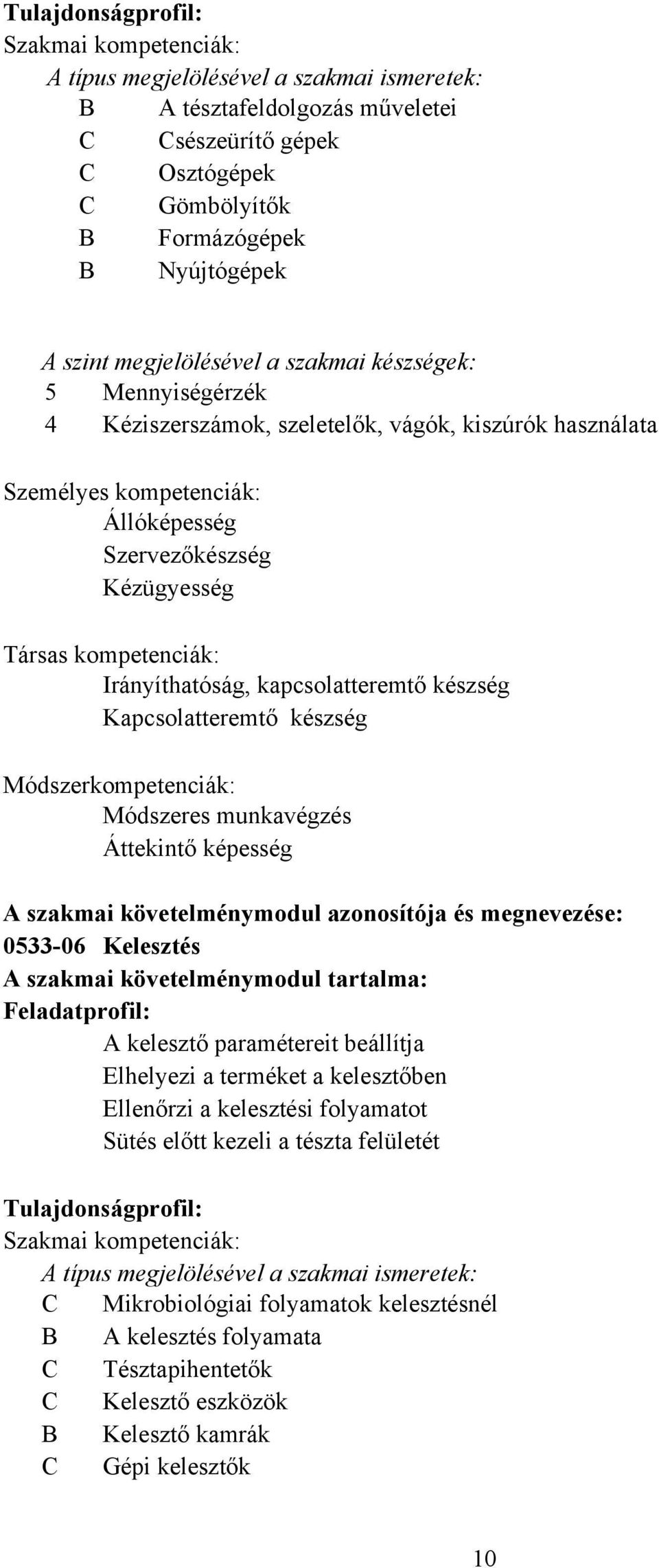 kompetenciák: Irányíthatóság, kapcsolatteremtő készség Kapcsolatteremtő készség Módszerkompetenciák: Módszeres munkavégzés Áttekintő képesség A szakmai követelménymodul azonosítója és megnevezése: