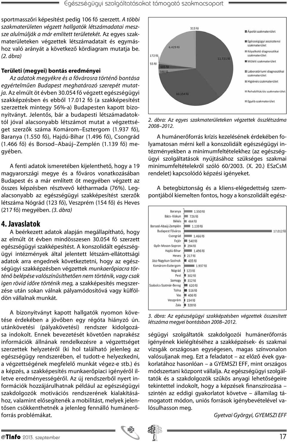 Az egyes szakmaterületeken végzettek létszámadatait és egymáshoz való arányát a következő kördiagram mutatja be. (2.