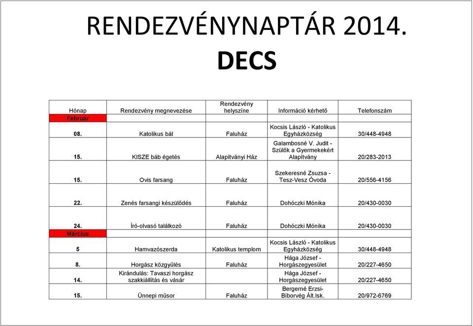 Zenés farsangi készülődés Dohóczki Mónika 20/430-0030 24.