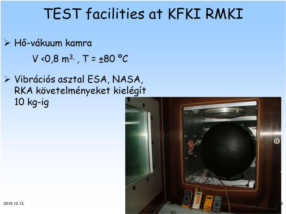 asztal ESA, NASA, RKA követelményeket