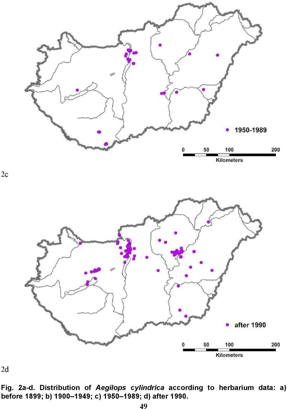 according to herbarium data: a)