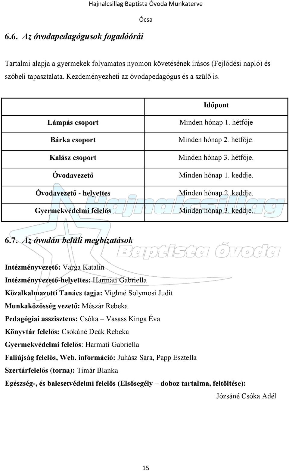 hétfője. Minden hónap 3. hétfője. Minden hónap 1. keddje. Minden hónap 2. keddje. Minden hónap 3. keddje. 6.7.