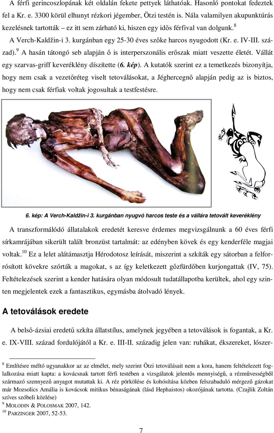 század). 9 A hasán tátongó seb alapján ő is interperszonális erőszak miatt veszette életét. Vállát egy szarvas-griff keveréklény díszítette (6. kép).