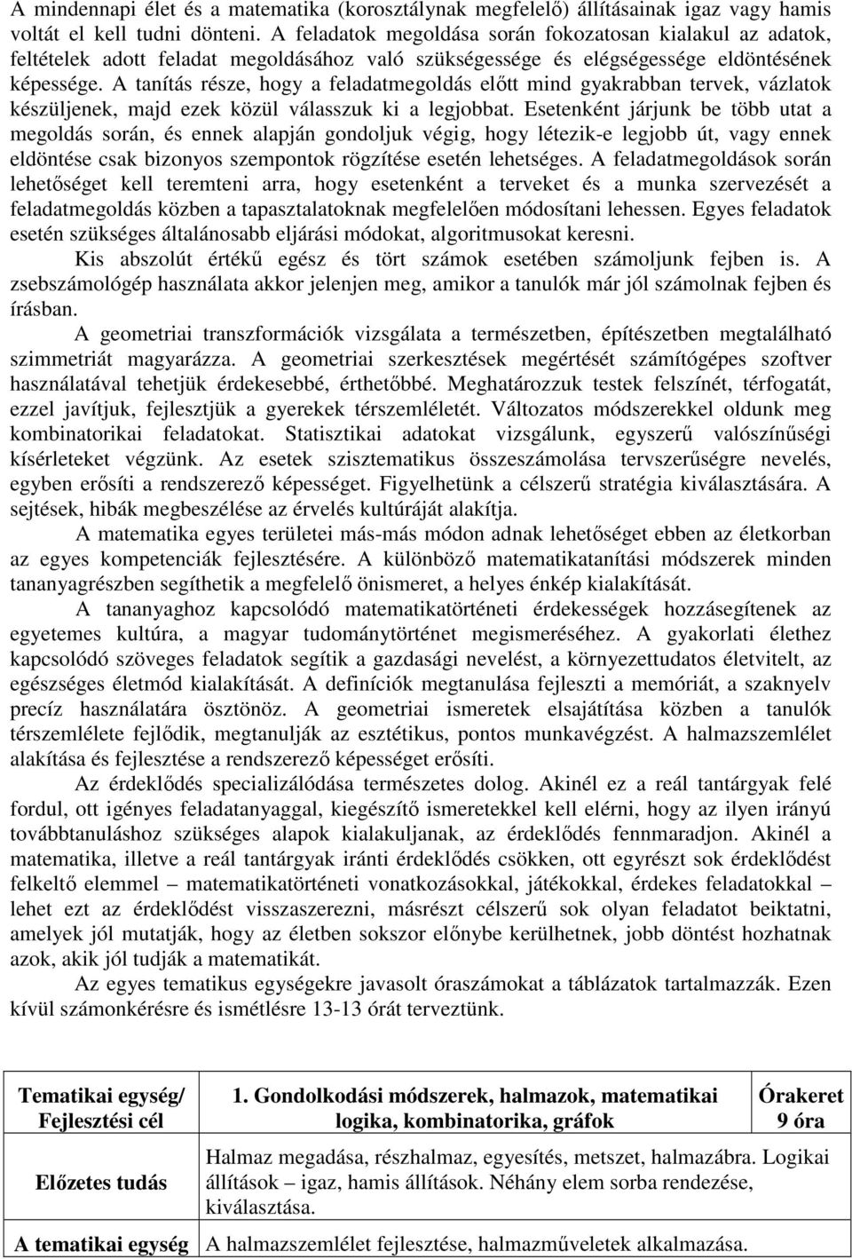 A tanítás része, hogy a feladatmegoldás előtt mind gyakrabban tervek, vázlatok készüljenek, majd ezek közül válasszuk ki a legjobbat.