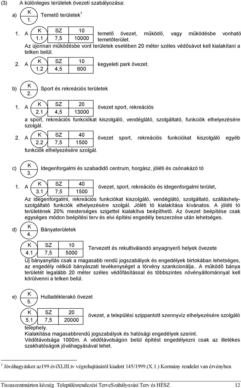 A övezet sport, rekreációs 2.1 4,5 13000 a sport, rekreációs funkciókat kiszolgáló, vendéglátó, szolgáltató, funkciók elhelyezésére szolgál. K SZ 40 2.