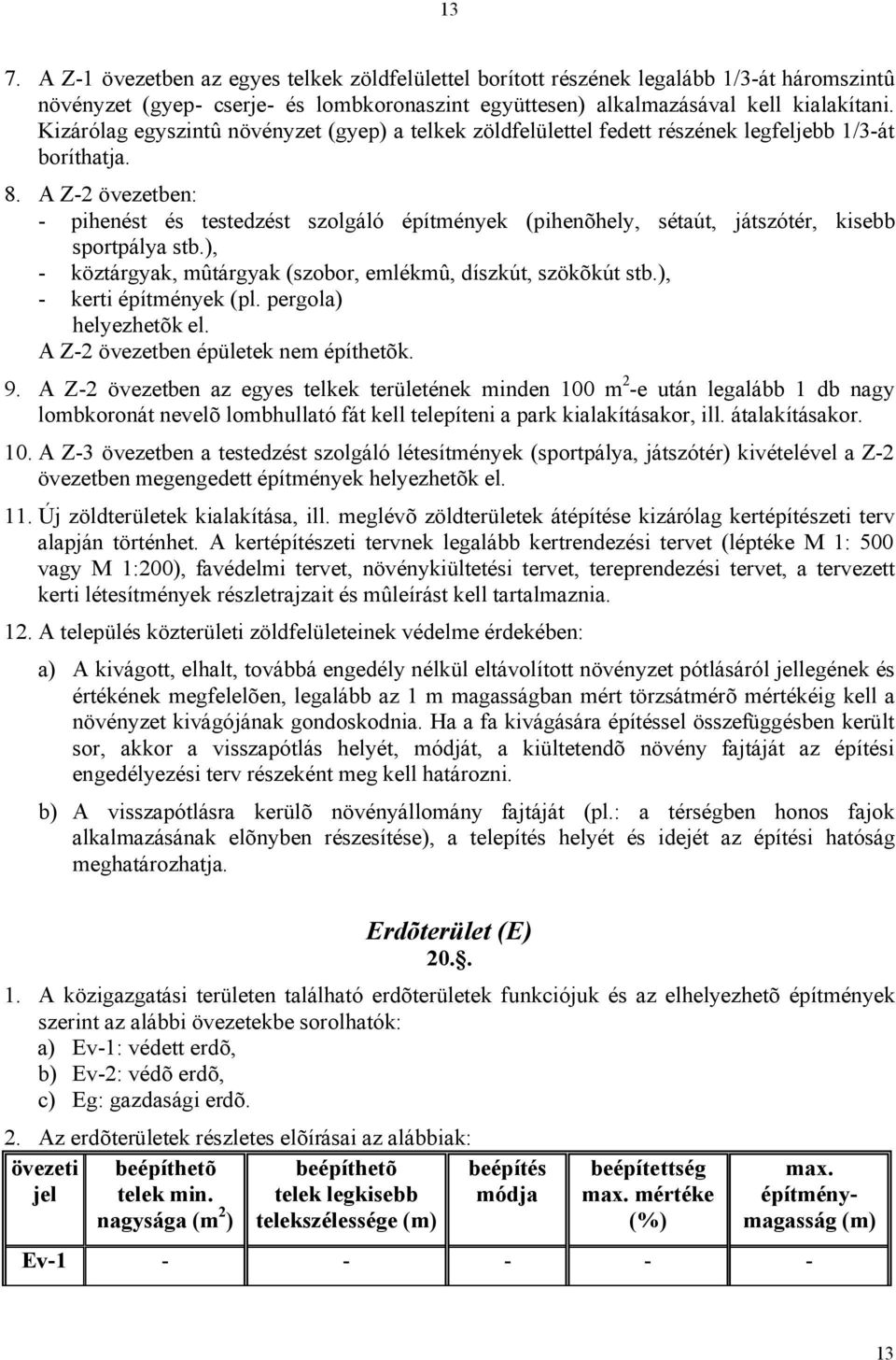 A Z-2 övezetben: - pihenést és testedzést szolgáló építmények (pihenõhely, sétaút, játszótér, kisebb sportpálya stb.), - köztárgyak, mûtárgyak (szobor, emlékmû, díszkút, szökõkút stb.