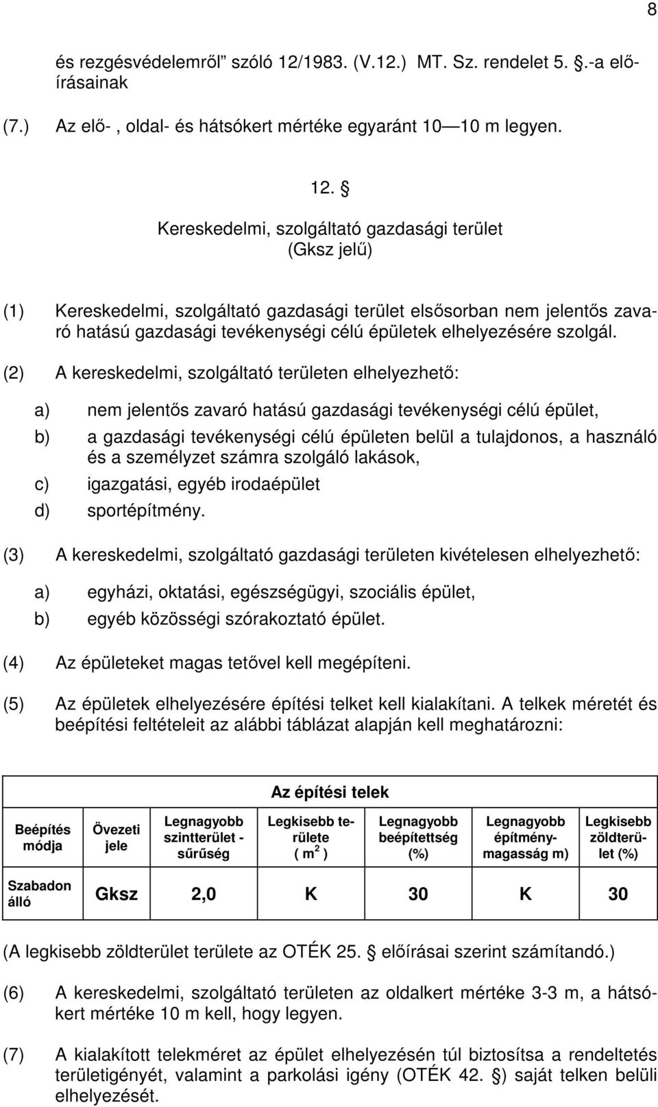 Kereskedelmi, szolgáltató gazdasági terület (Gksz jelű) (1) Kereskedelmi, szolgáltató gazdasági terület elsősorban nem jelentős zavaró hatású gazdasági tevékenységi célú épületek elhelyezésére