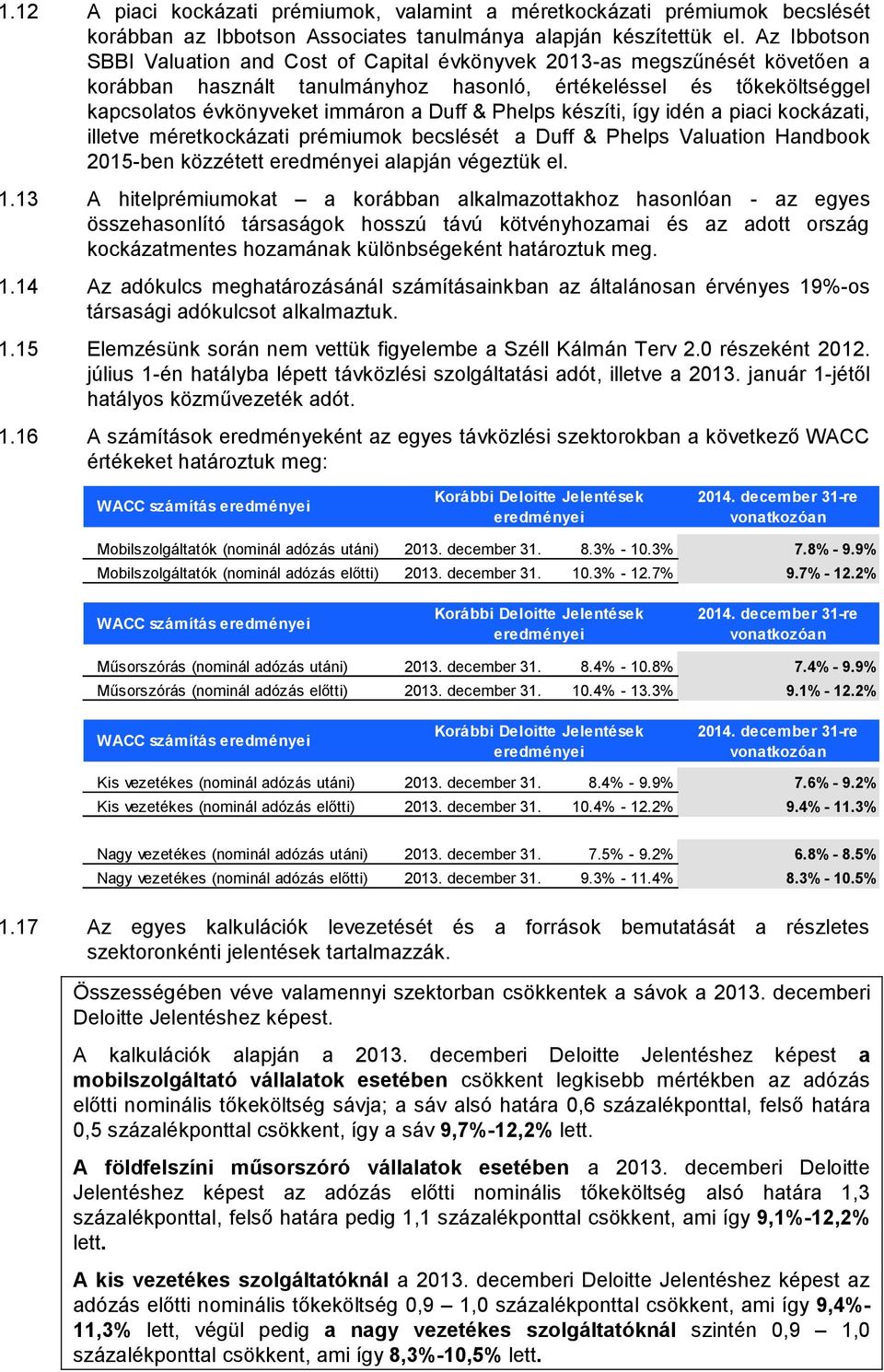 Phelps készíti, így idén a piaci kockázati, illetve méretkockázati prémiumok becslését a Duff & Phelps Valuation Handbook 2015-ben közzétett eredményei alapján végeztük el. 1.