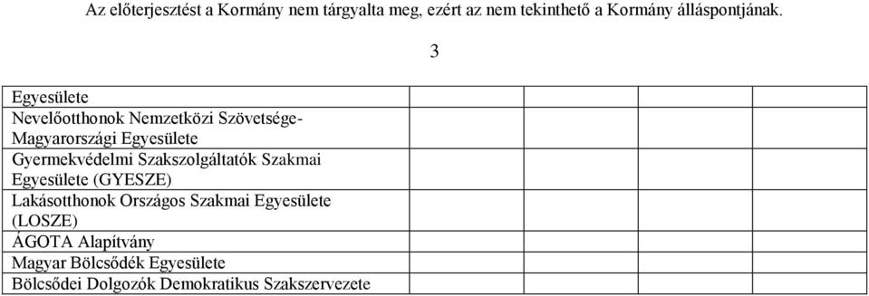 (GYESZE) Lakásotthonok Országos Szakmai Egyesülete (LOSZE) ÁGOTA