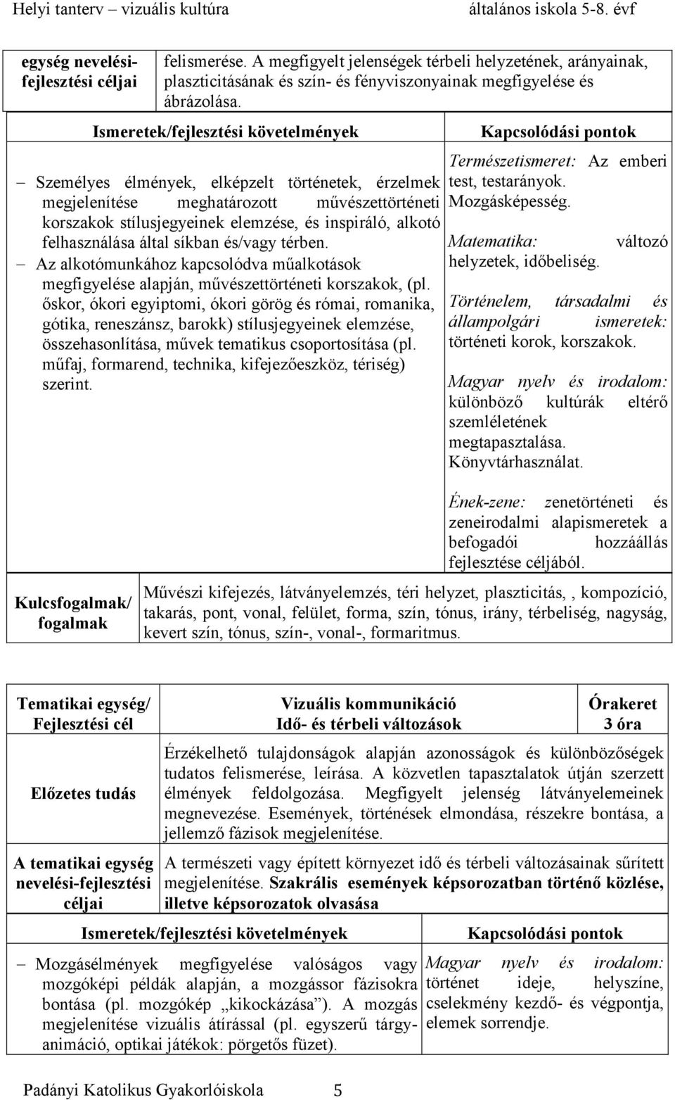 Az alkotómunkához kapcsolódva műalkotások megfigyelése alapján, művészettörténeti korszakok, (pl.