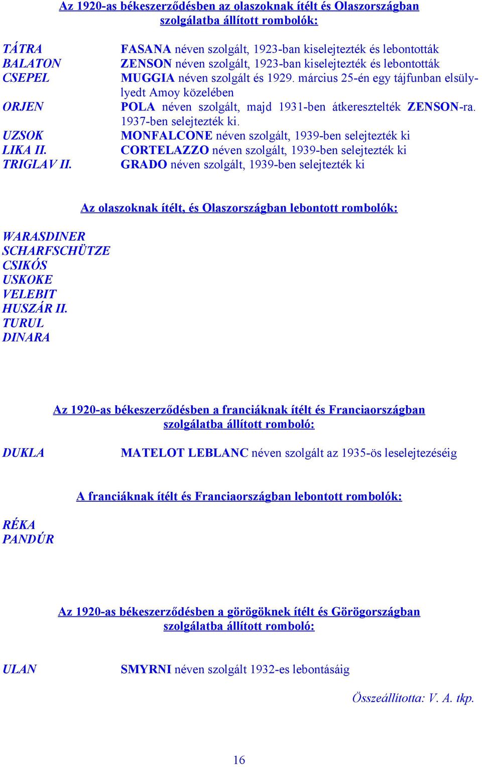 március 25-én egy tájfunban elsülylyedt Amoy közelében POLA néven szolgált, majd 1931-ben átkeresztelték ZENSON-ra. 1937-ben selejtezték ki.