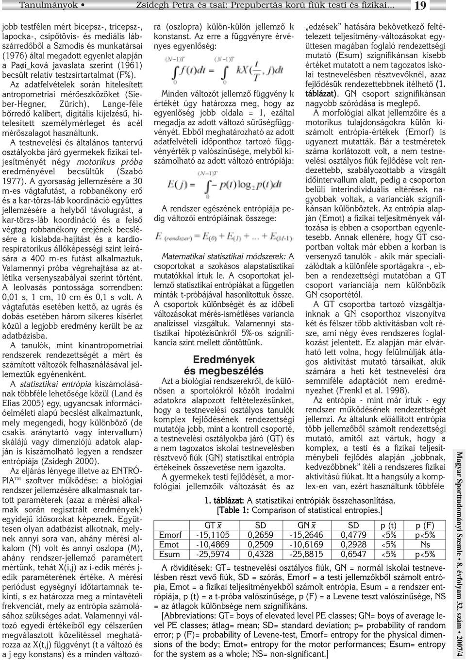 becsült relatív testzsírtartalmat (F%).