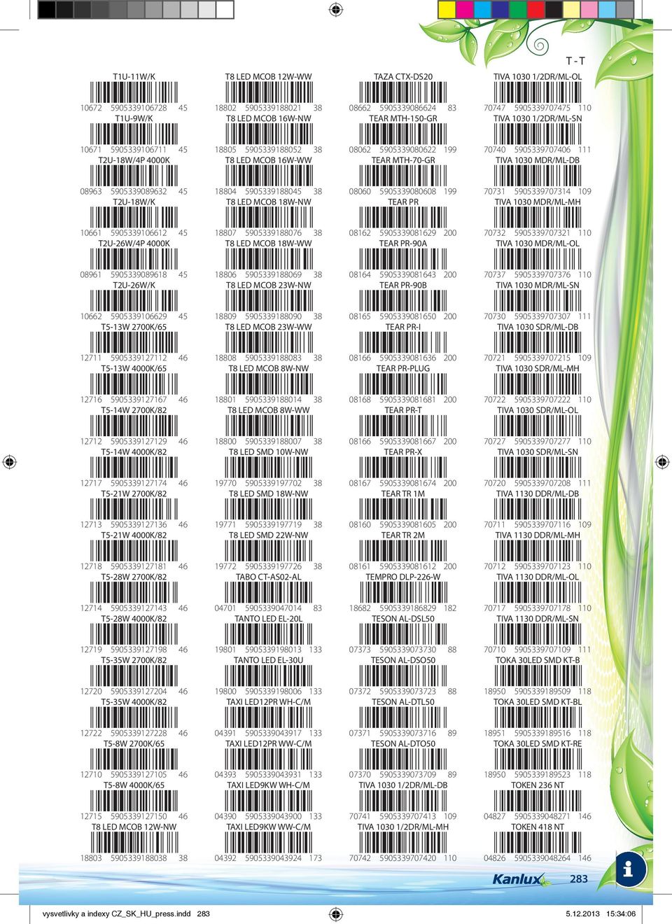 MDR/ML-DB 08963 5905339089632 45 T2U-18W/K 18804 5905339188045 38 T8 LED MCOB 18W-NW 08060 5905339080608 199 TEAR PR 70731 5905339707314 109 TIVA 1030 MDR/ML-MH 10661 5905339106612 45 T2U-26W/4P