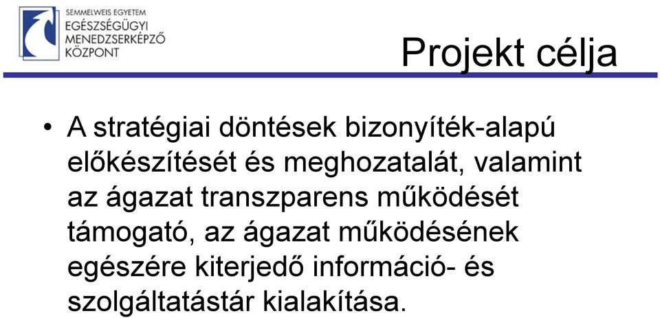 transzparens működését támogató, az ágazat működésének