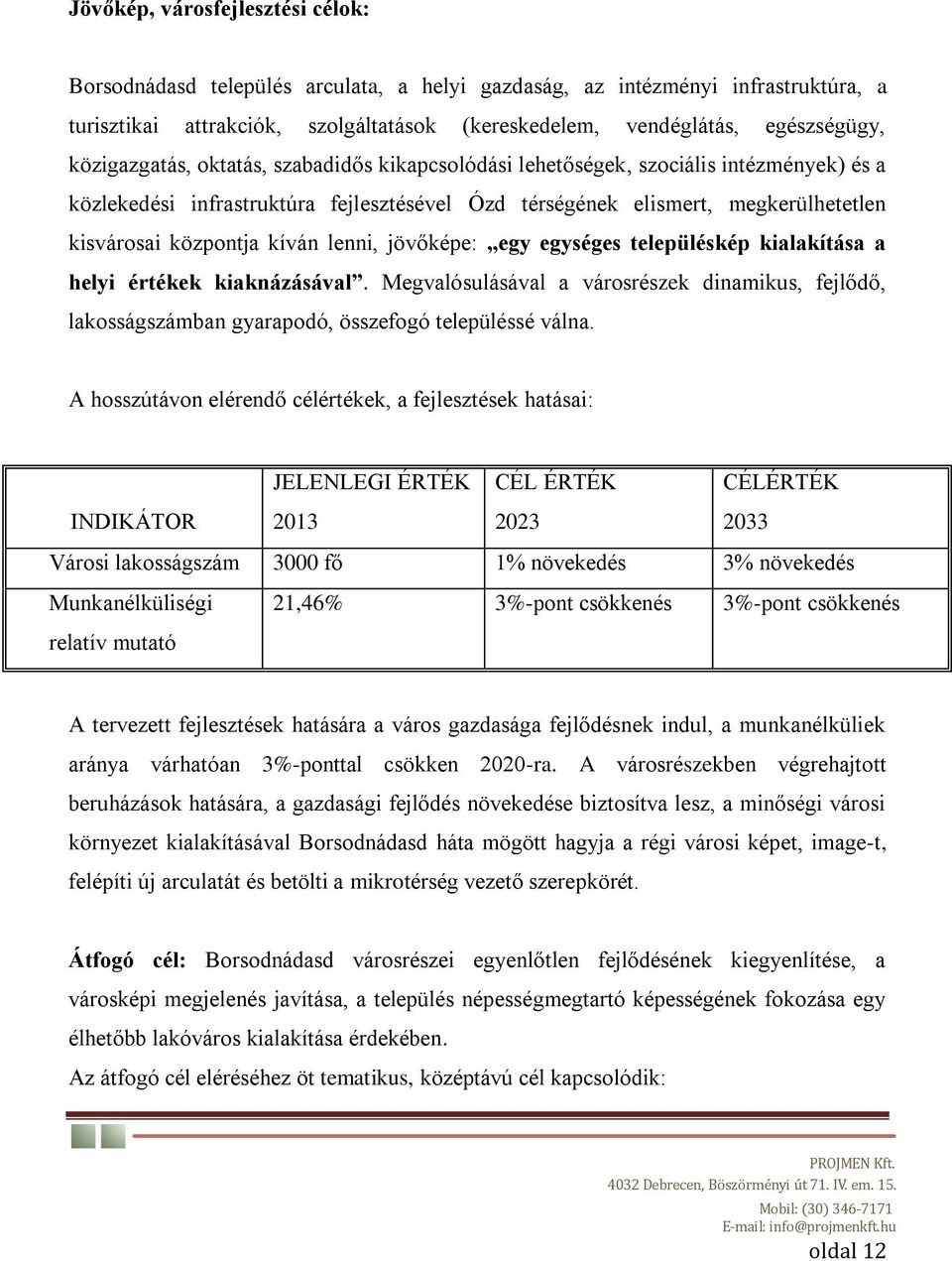 kíván lenni, jövőképe: egy egységes településkép kialakítása a helyi értékek kiaknázásával. Megvalósulásával a városrészek dinamikus, fejlődő, lakosságszámban gyarapodó, összefogó településsé válna.