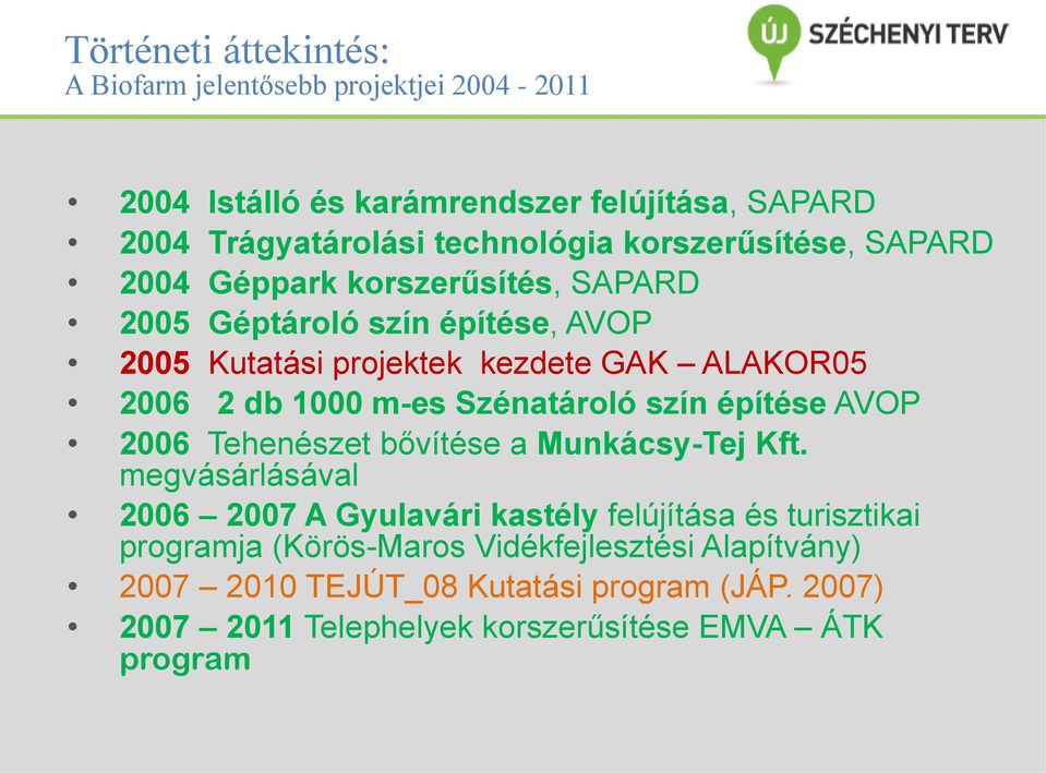 1000 m-es Szénatároló szín építése AVOP 2006 Tehenészet bővítése a Munkácsy-Tej Kft.