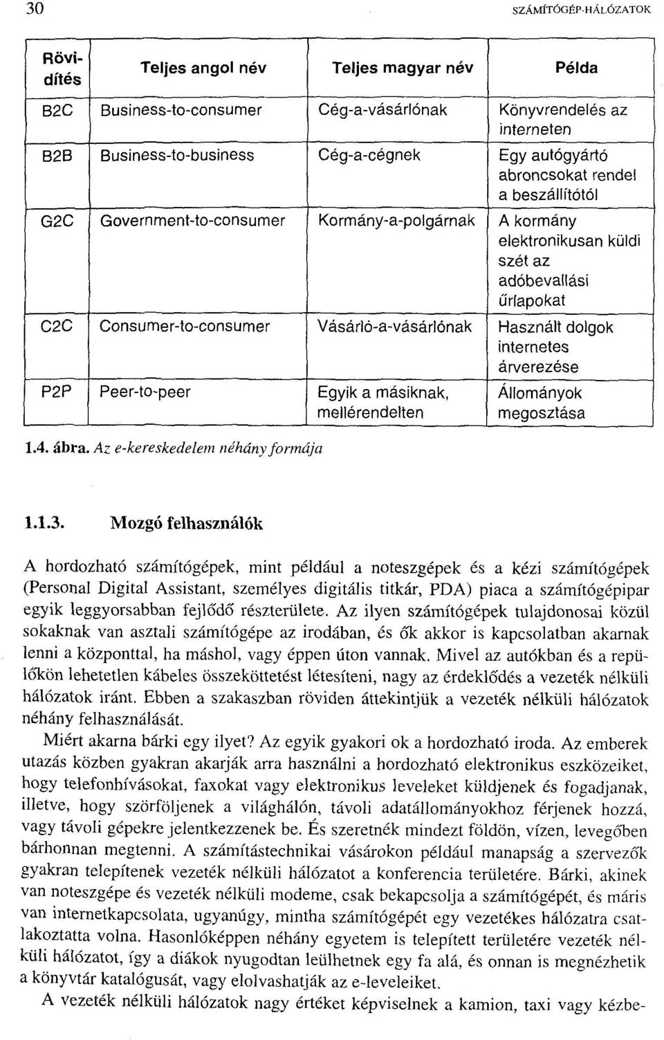 dolgok internetes árverezése P2P Peer-to-peer Egyik a másiknak, mellérendelten 1.4. ábra. Az e-kereskedelem néhány formája Állományok megosztása 1.1.3.