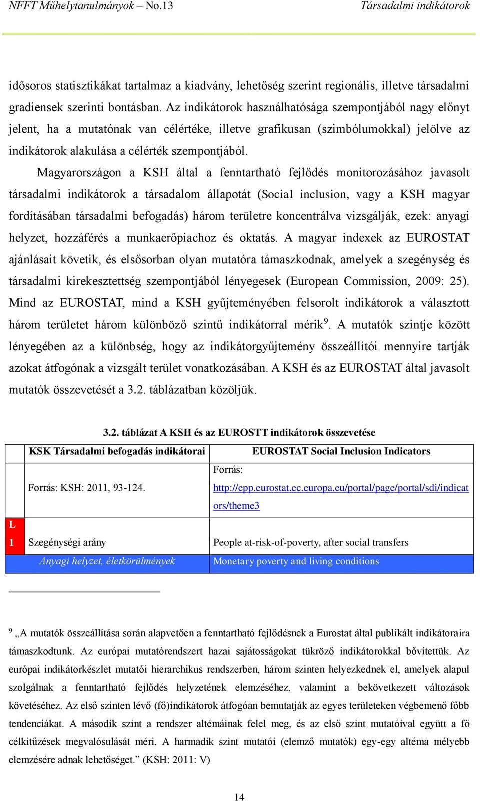 Magyarországon a KSH által a fenntartható fejlődés monitorozásához javasolt társadalmi indikátorok a társadalom állapotát (Social inclusion, vagy a KSH magyar fordításában társadalmi befogadás) három