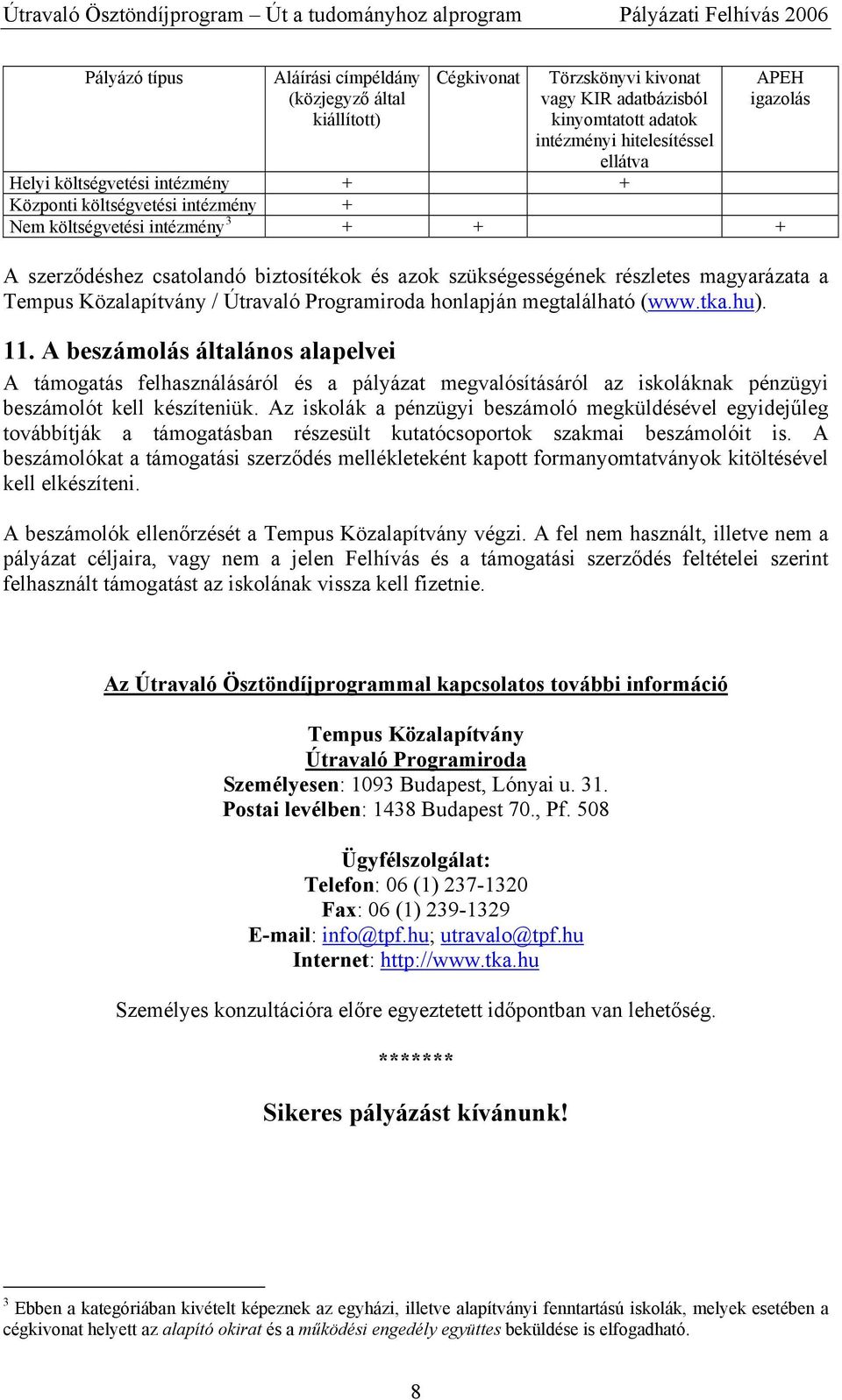 Közalapítvány / Útravaló Programiroda honlapján megtalálható (www.tka.hu). 11.